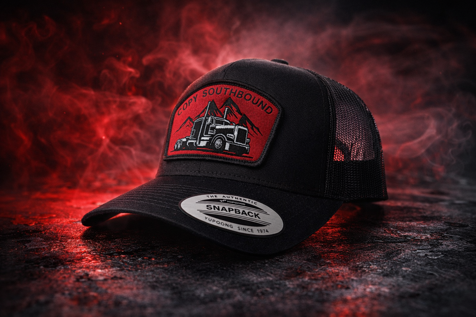 BLACK/CRIMSON Mountain High Trucker